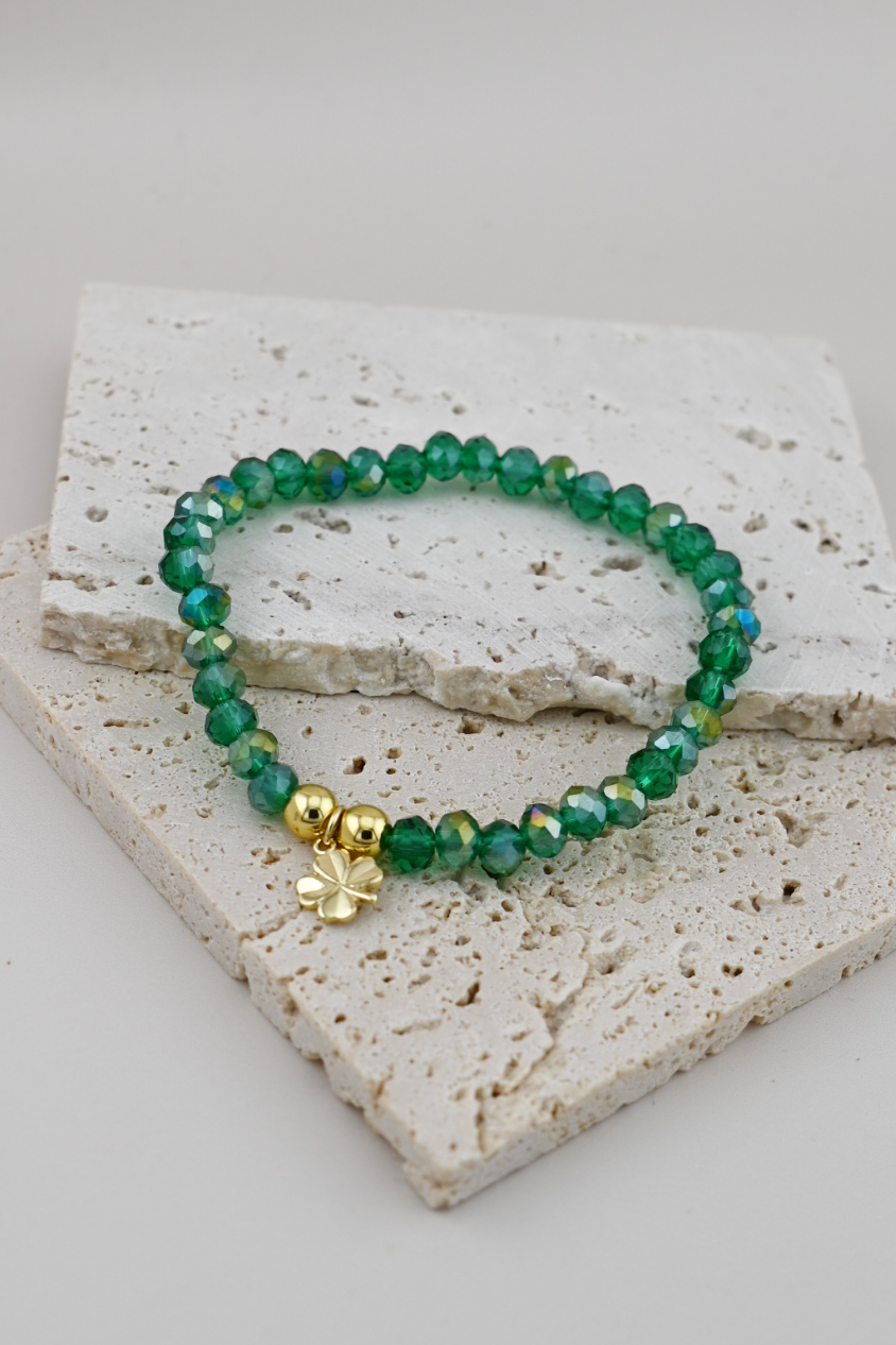 Dark Green & 18K Gold Plated Lucky Bracelet Set – St. Patty’s Edition