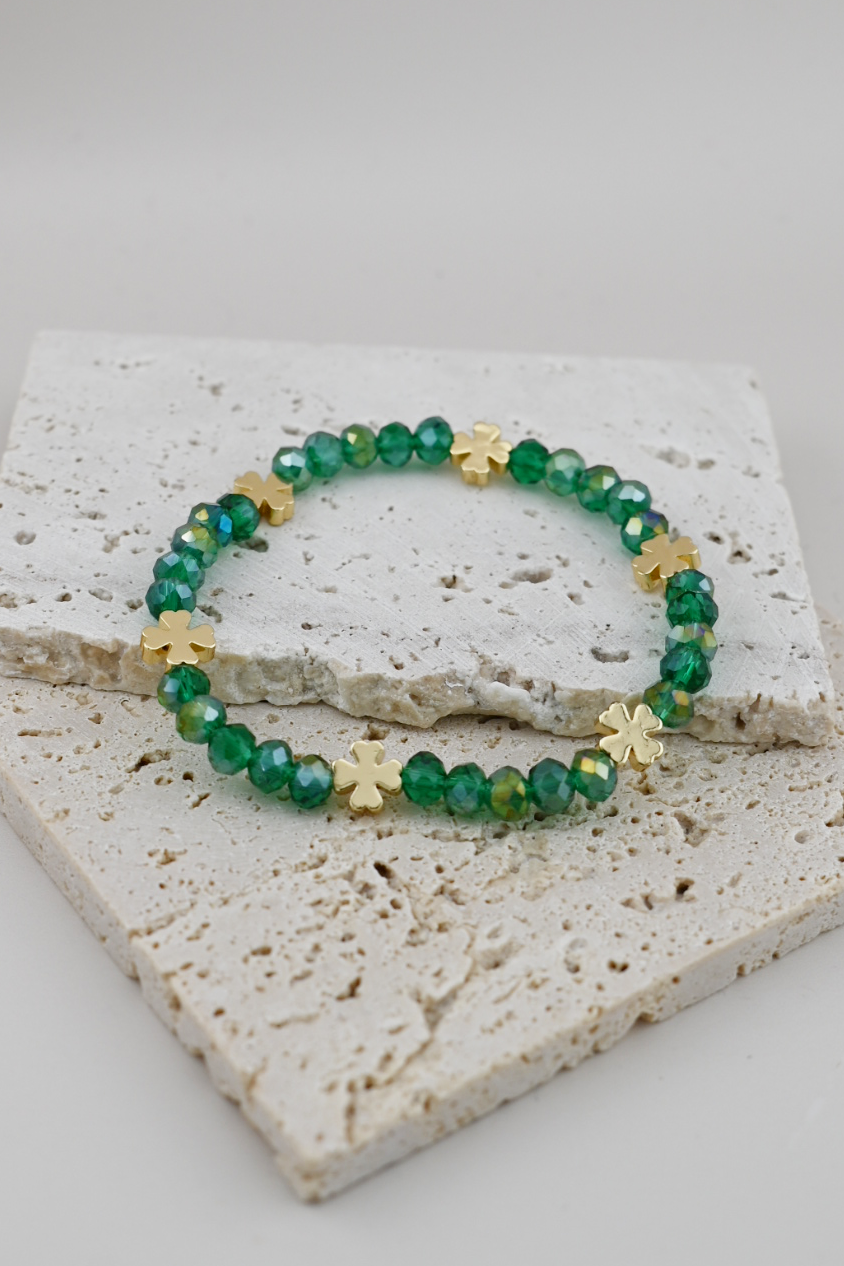 Dark Green & 18K Gold Plated Lucky Bracelet Set – St. Patty’s Edition