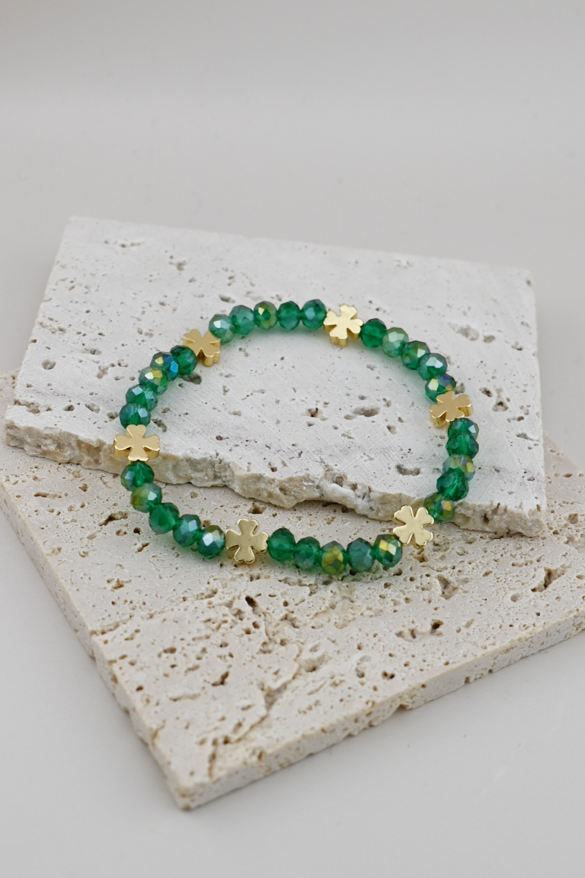 Dark Green & 18K Gold Plated Lucky Bracelet Set – St. Patty’s Edition