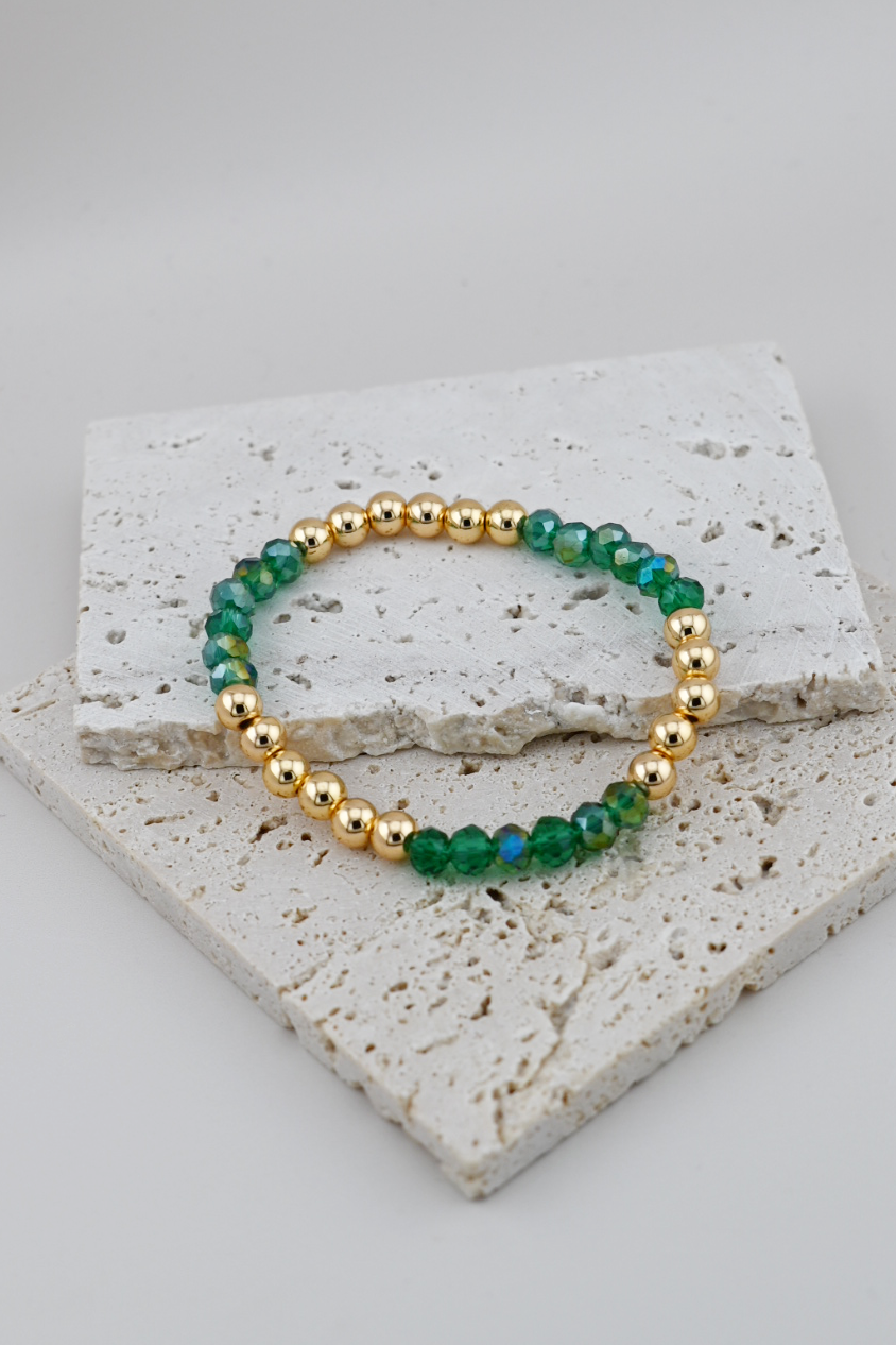Dark Green & 18K Gold Plated Lucky Bracelet Set – St. Patty’s Edition
