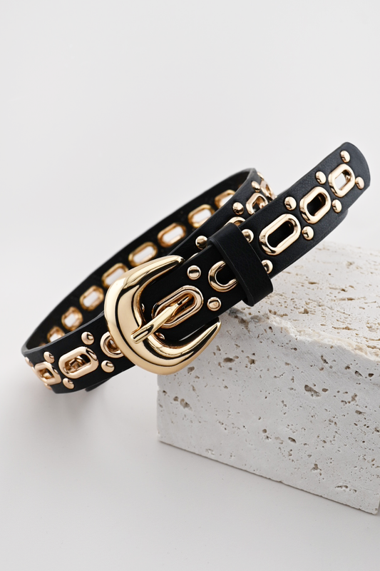 Black Oval Studded Belt