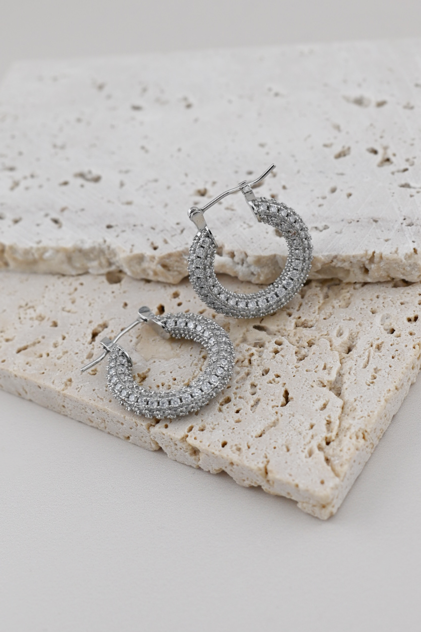 Luminous Pave Hoops (Silver)