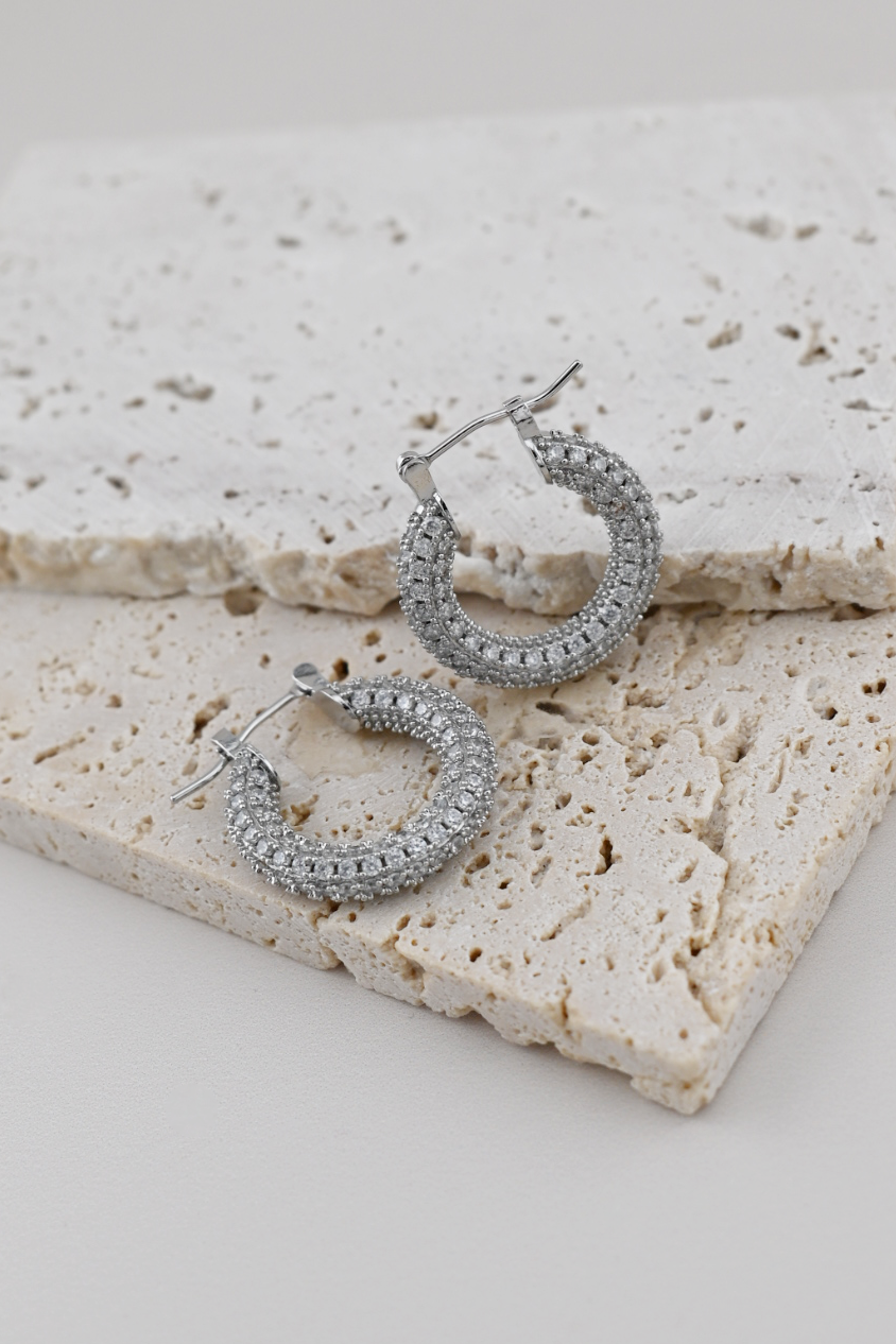 Luminous Pave Hoops (Silver)