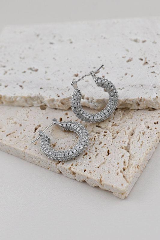 Luminous Pave Hoops (Silver)