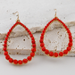 Scarlet Spark Beaded Teardrop Earrings