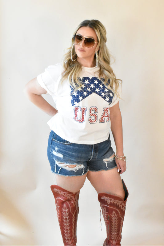 USA Long Crop Tee