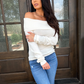 Ribbed Fitted Off-Shoulder Top – Ivory