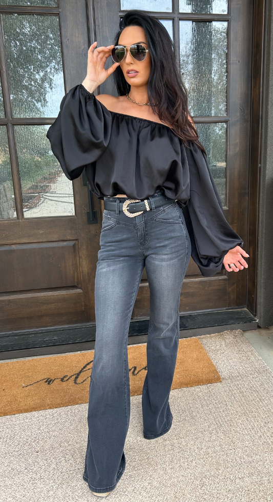 Ultra High Rise Black Flare Jeans