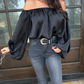 Black Elegance Off-Shoulder Satin Blouse
