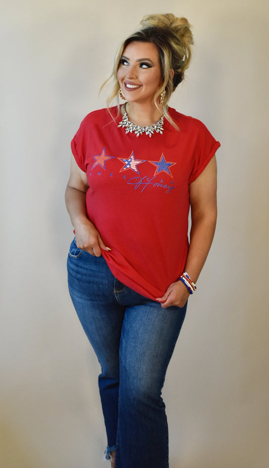 American Honey Red Graphic Tee