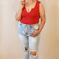 Front V-Cut Red Tank Bodysuit