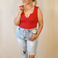 Front V-Cut Red Tank Bodysuit