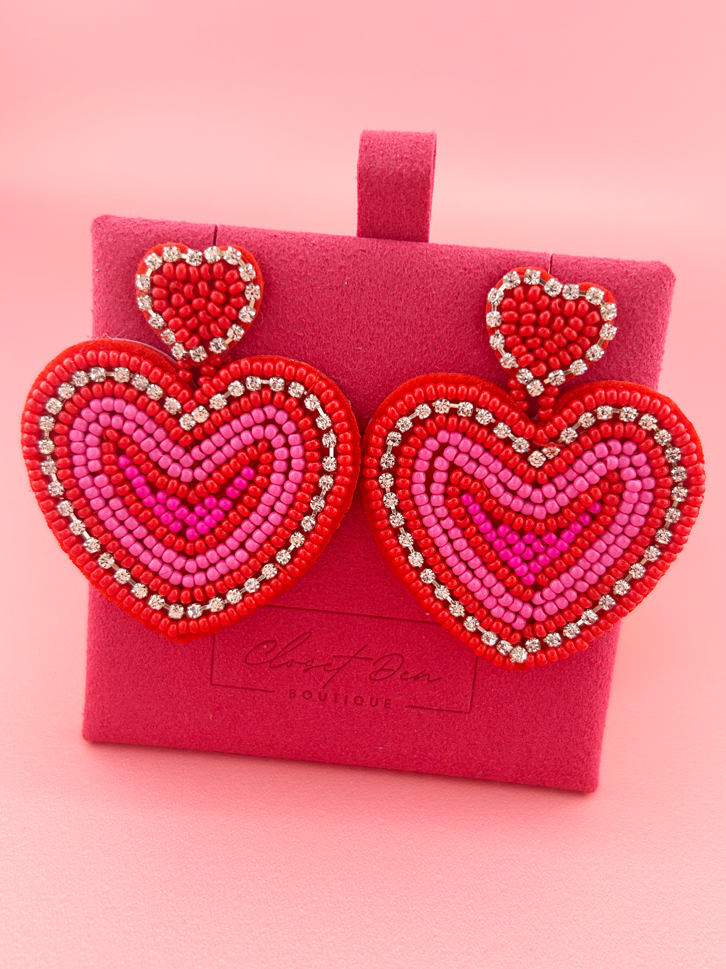 Red & Pink Heart Earrings