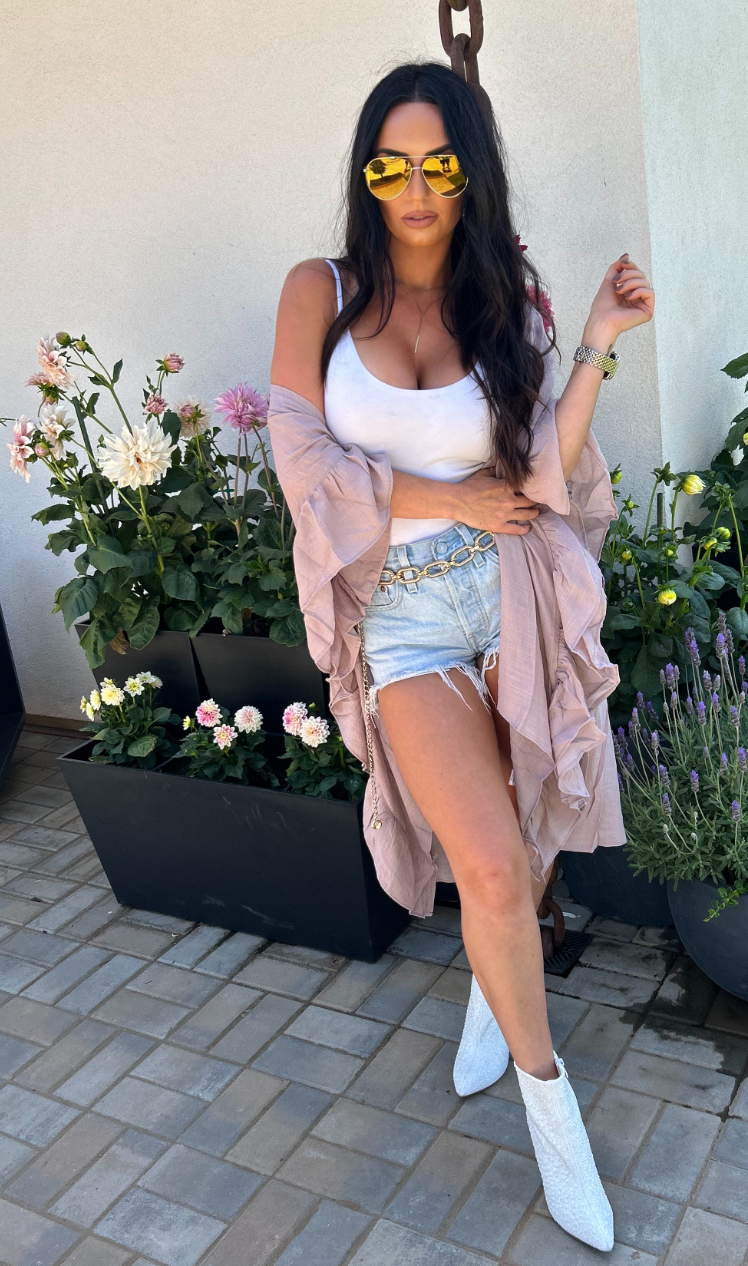 Mauve Ruffled Duster
