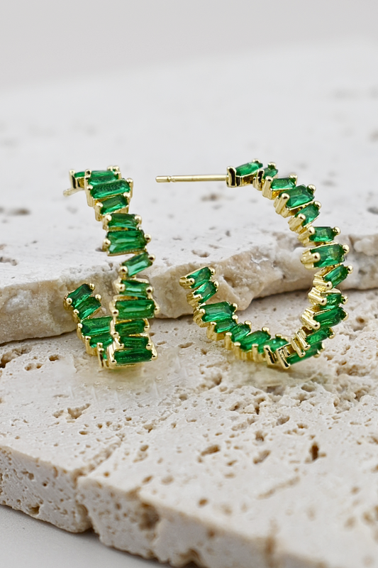Emerald Glitz Hoop Earrings