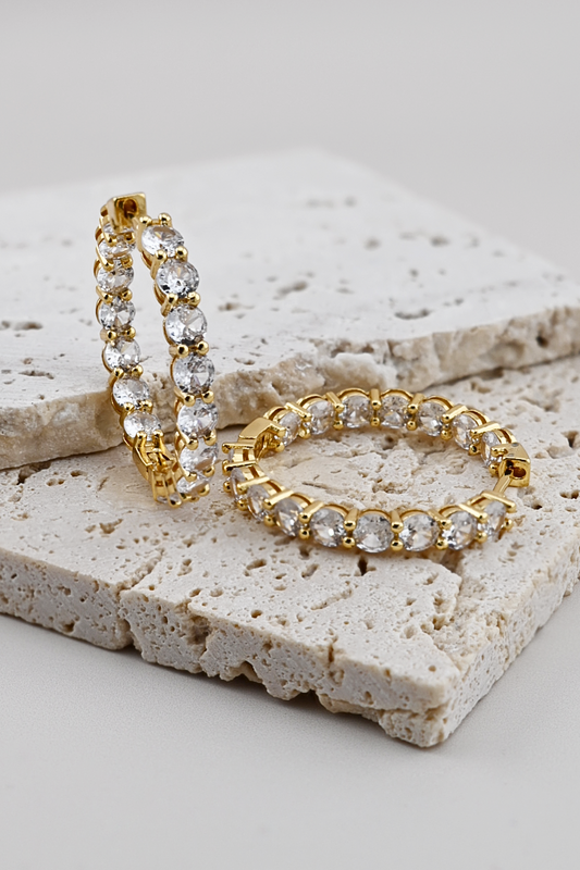 Gold Crystal Hoop Earrings
