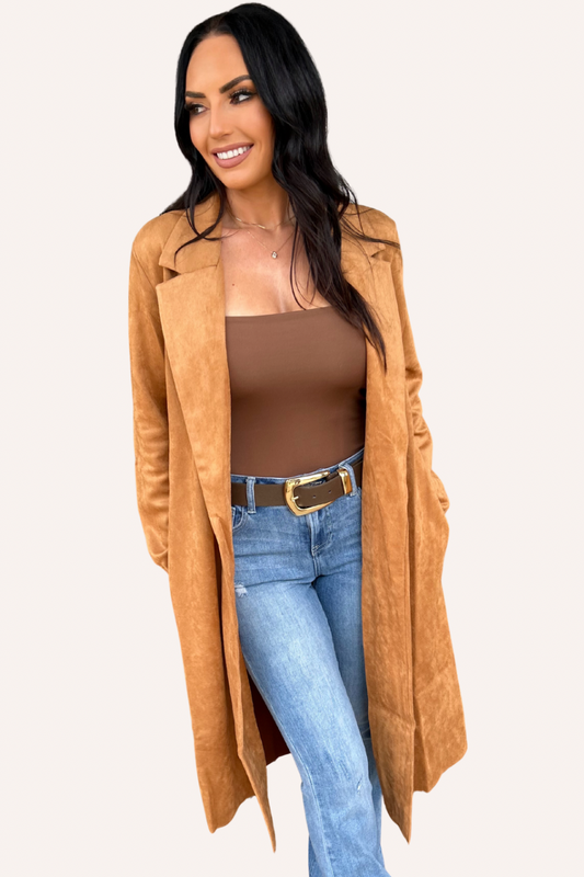 Camel Faux Suede Coat