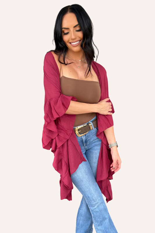 Maroon Ruffled Duster