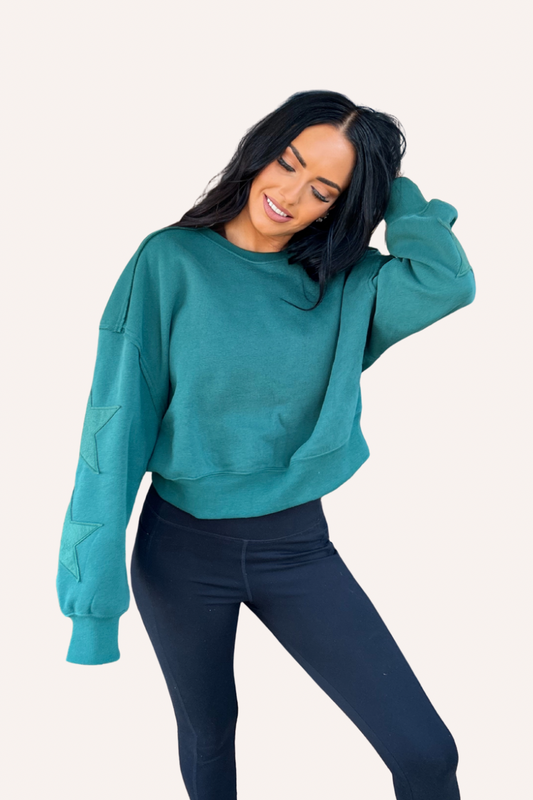 Star Patch Crewneck Sweatshirt – Dark Green