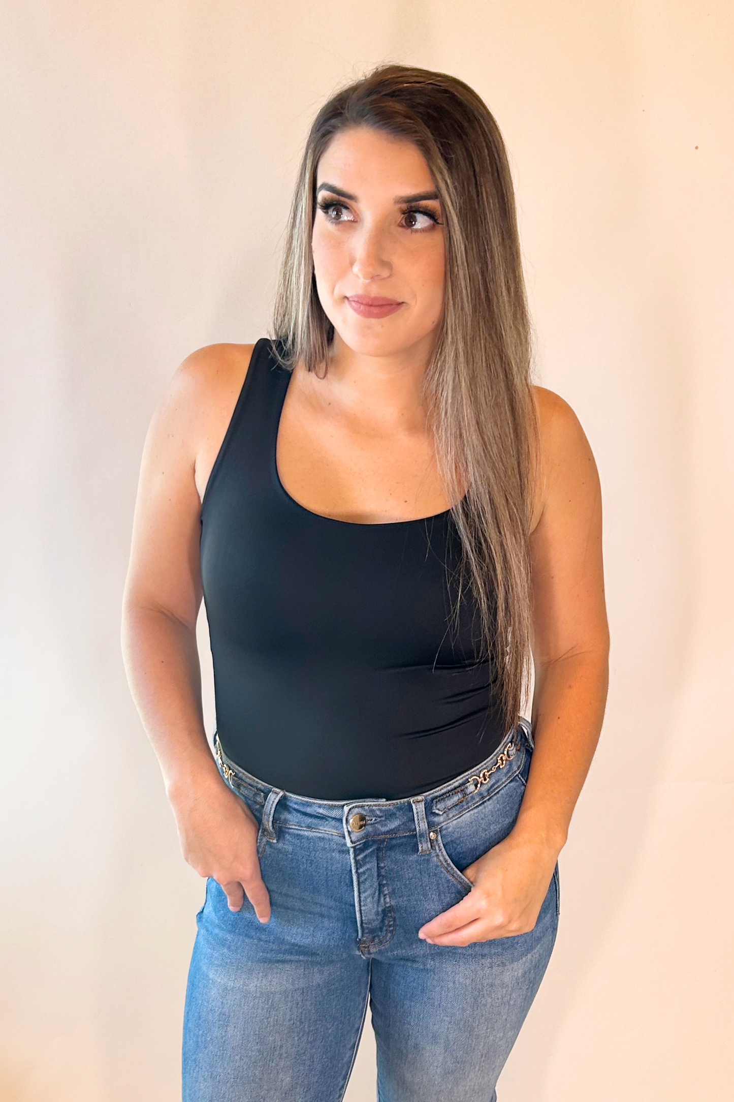 Black Scoop Neck Cami