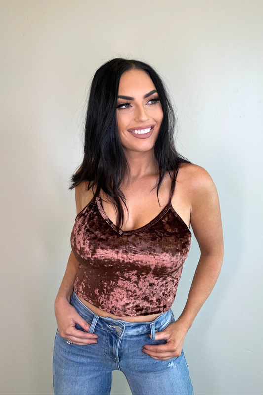 Rum Raisin Velvet Crop Tank