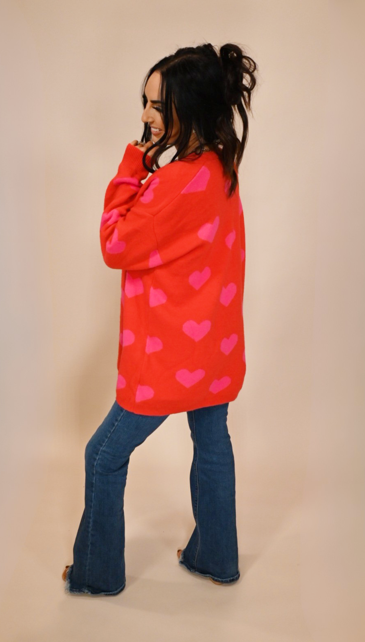 Pink & Red Heart Cardigan