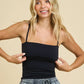 Black Folded Neck Seamless Cami Top