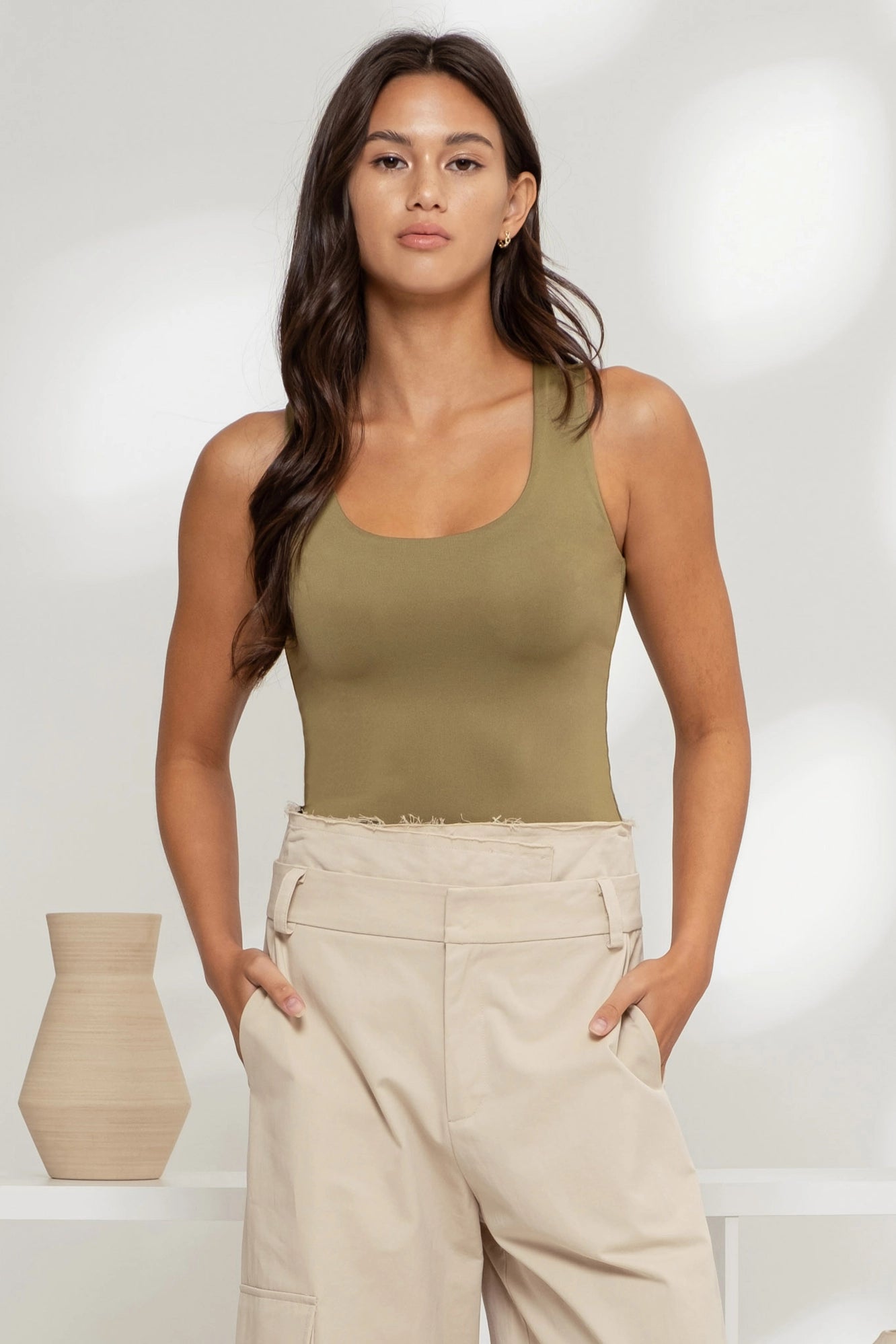 Olive Scoop Neck Cami