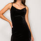 Black Velvet Cowl Neck Dress