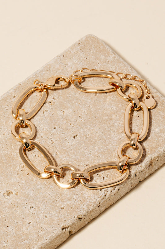 Gold Hoop & Oval Link Bracelet