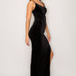 Black Velvet Cowl Neck Dress