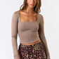 Mocha Twisted Back Long Sleeve
