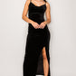 Black Velvet Cowl Neck Dress