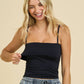 Black Folded Neck Seamless Cami Top